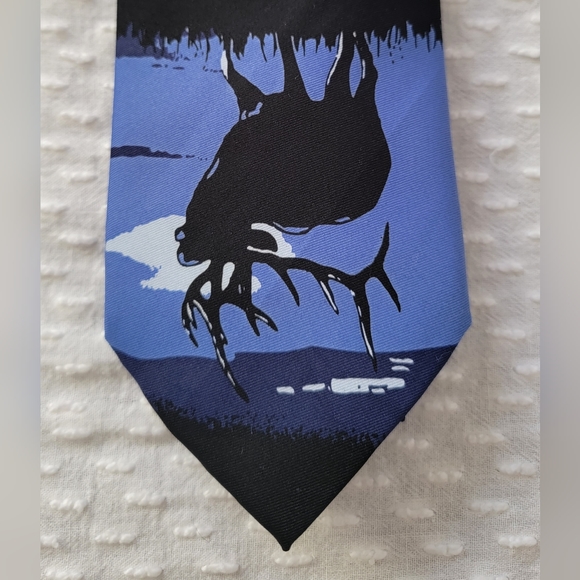 Tie Men's Deer Buck Night Scene Handmade Neck Tie - Picture 15 of 15